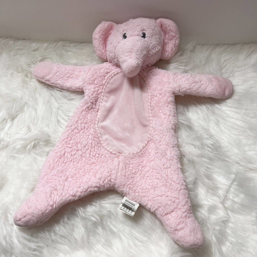 Kellytoy Elephant Crinkle Rattle Pink Lovey Baby Blanket Rattle Flat Plush